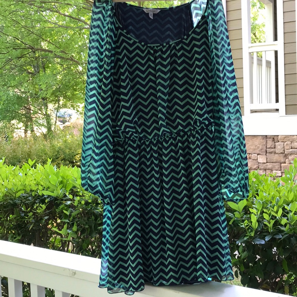 Navy and Mint chevron Dress